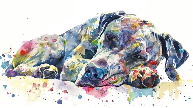 Photo portrait à l'aquarelle d'un chien majestueux