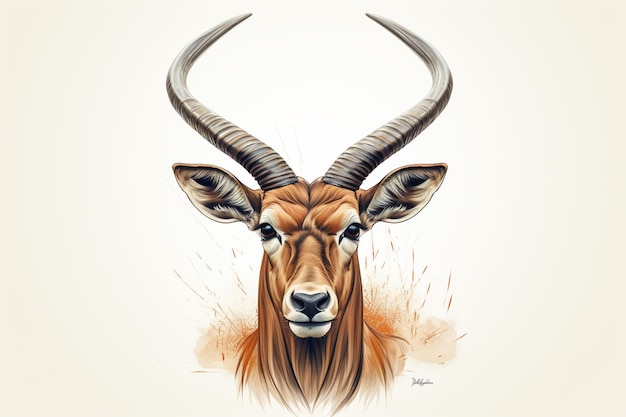 Portrait à l'aquarelle d'une gazelle Illustration vectorielle sur fond blanc