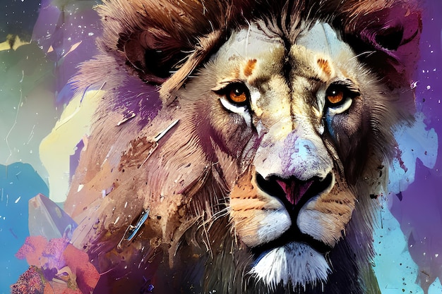 Portrait d'un art de couleur de lion