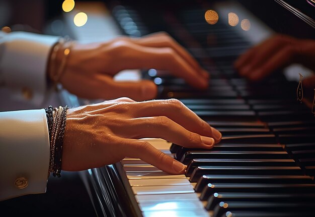 Portrait d'artiste femme homme mariée enfant jouant du piano