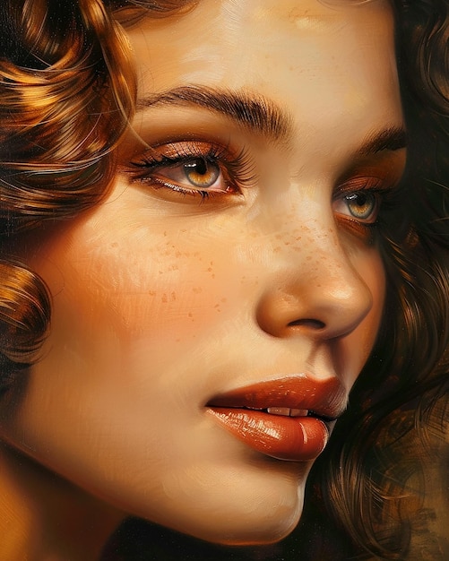 Portrait artistique d'une jeune femme calme et jolie dans des couleurs douces et chaudes