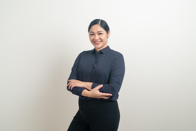 portrait, asiatique, femme affaires, à, fond blanc