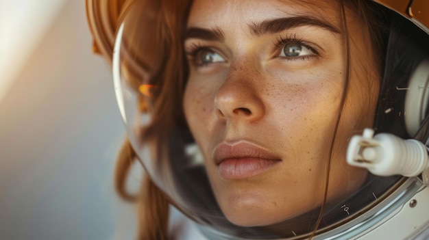 Photo portrait d'une astronaute sur l'exploration spatiale et l'innovation au-delà de la terre