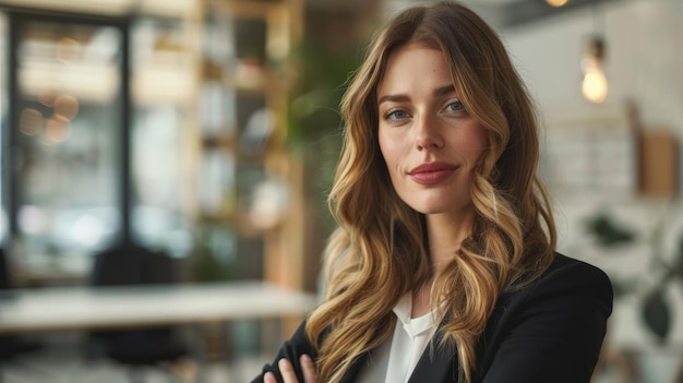 Portrait d'une attrayante femme d'affaires au bureau