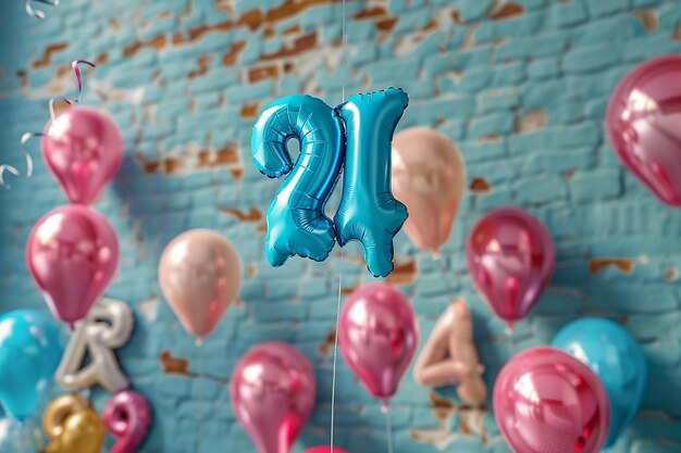 Photo portrait de ballons d'hélium argentés flottant dans le ciel