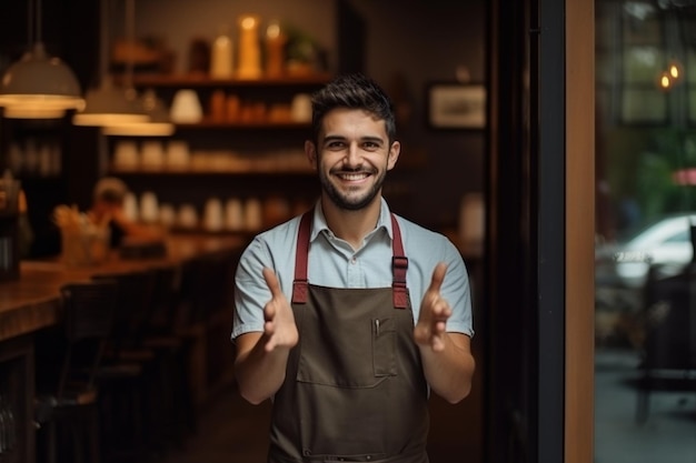 Portrait d'un barista ou d'un serveur dans un café ou un café Generative Ai