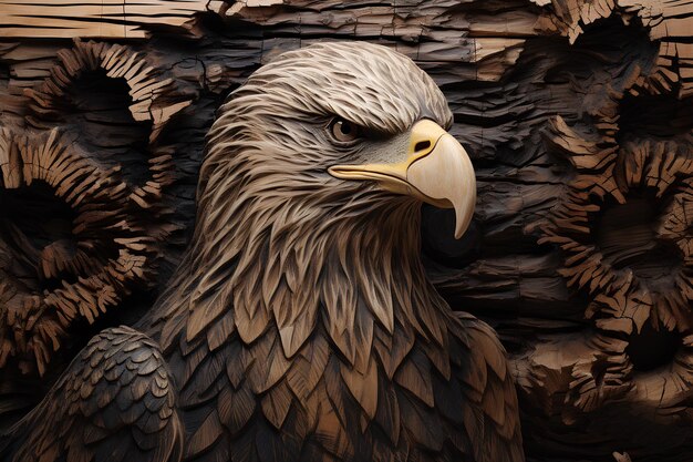 portrait d'un beau aigle sur un fond en bois