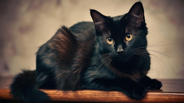 Portrait d'un beau chat domestique noir