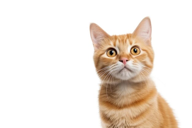 Portrait d'un beau chat orange mignon isolé sur un fond blanc