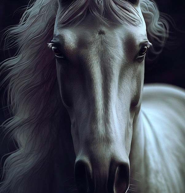 Portrait d&#39;un beau cheval blanc