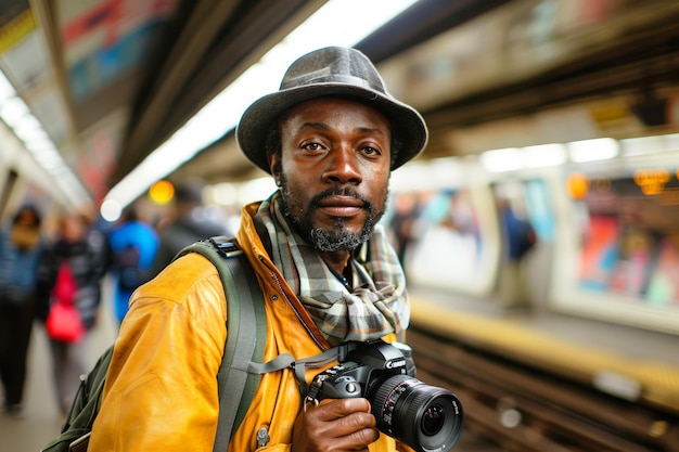 Portrait d'un beau hipster africain regardant la caméra Concept de style de vie