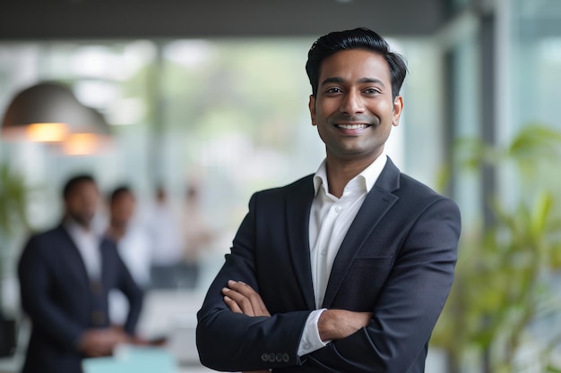 Portrait d'un beau homme d'affaires indien asiatique souriant Ai génératif