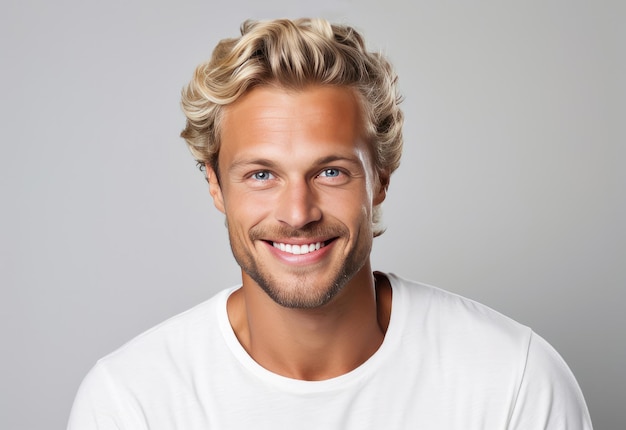 Portrait d'un beau homme blond souriant