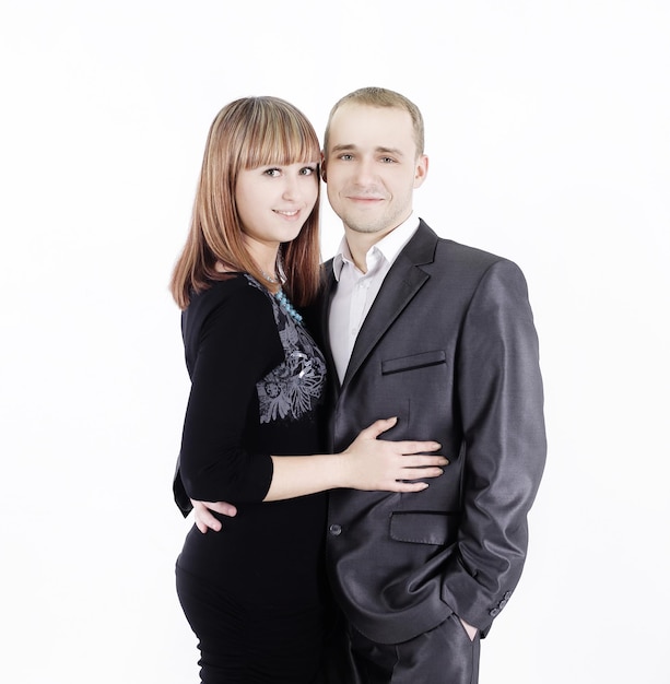 Portrait d'un beau jeune coupleisolated on white