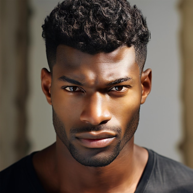 Portrait d'un beau jeune homme afro-américain regardant la caméra