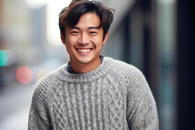 Portrait d'un beau jeune homme asiatique souriant à la caméra
