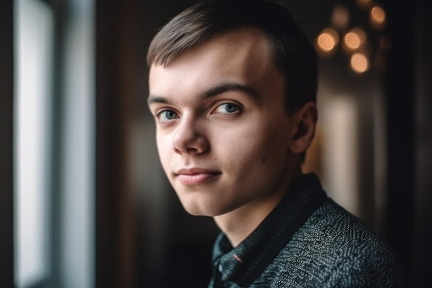 Portrait d'un beau jeune homme autiste