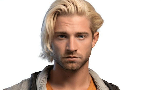 Portrait d'un beau jeune homme aux cheveux blonds Mode de beauté masculine
