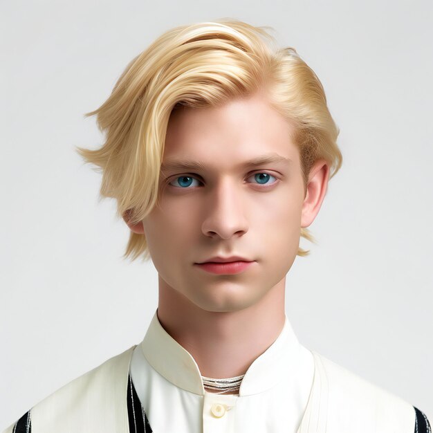Portrait d'un beau jeune homme aux cheveux blonds Studio shot