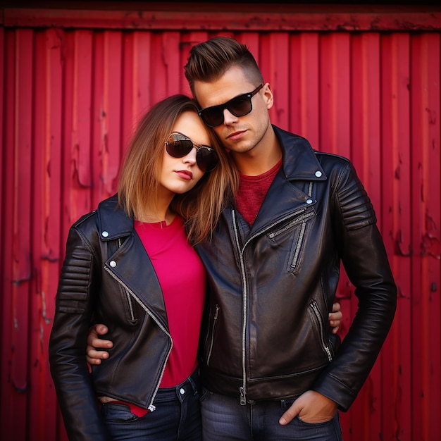 Photo portrait d'un beau jeune homme et d'une belle jeune femme