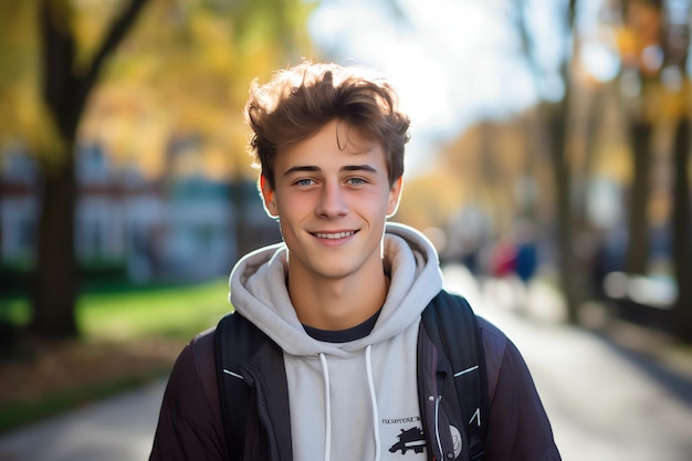 Portrait d'un beau jeune homme souriant à la caméra