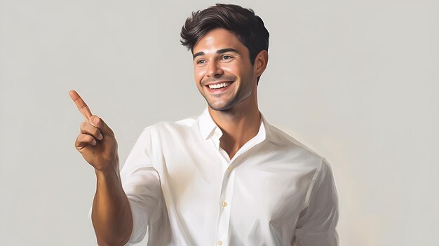 Portrait d'un beau jeune homme souriant et regardant la caméra sur fond blanc