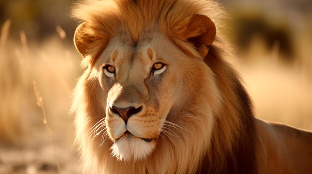 portrait d'un beau lion dans la savane