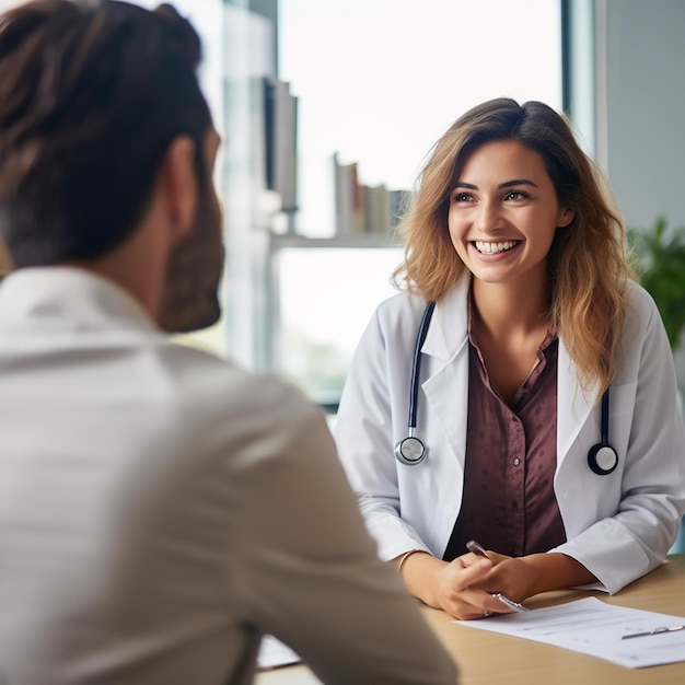 Portrait d'un beau médecin mûr tenant une tablette numérique et regardant la caméra