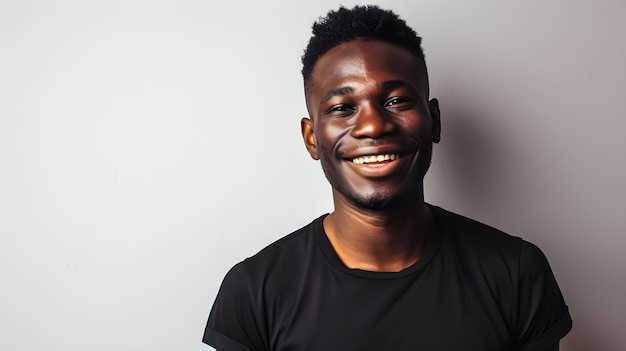 Portrait d'un beau modèle noir souriant