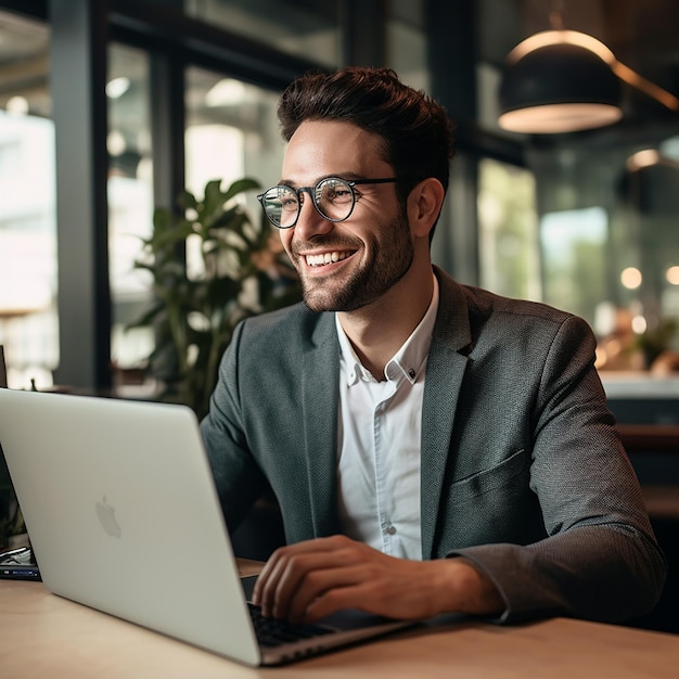 Portrait d'un beau PDG souriant