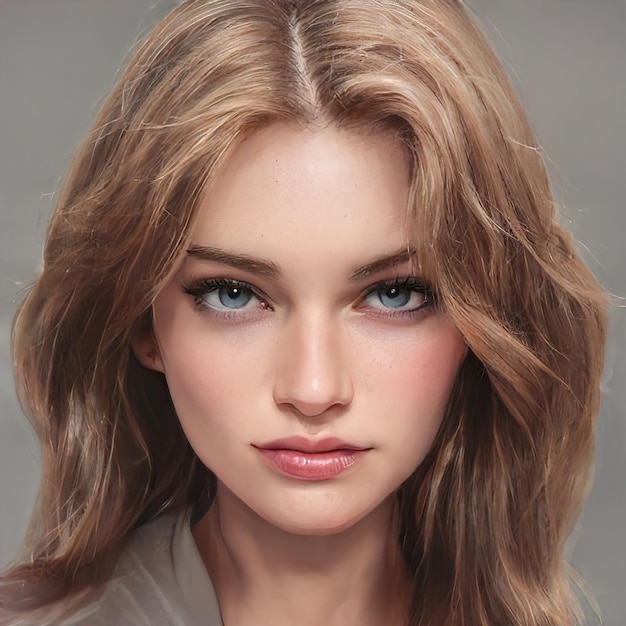 Portrait de beauté des cheveux de femme blonde. Beaux cheveux teints en blond d'une fille. Gros plan du visage, beau maquillage. Illustration