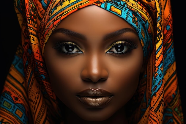 Portrait de beauté d'une femme africaine macro ar 32 v 52 ID d'emploi d169d85a75864a7b8def4ab61cd3dbdb