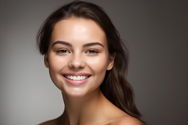 Portrait de beauté d'une femme caucasienne avec une peau saine et propre