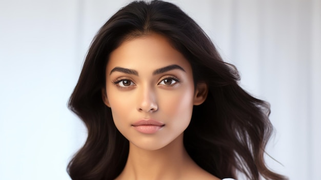 Portrait de beauté d'une femme indienne sur fond blanc