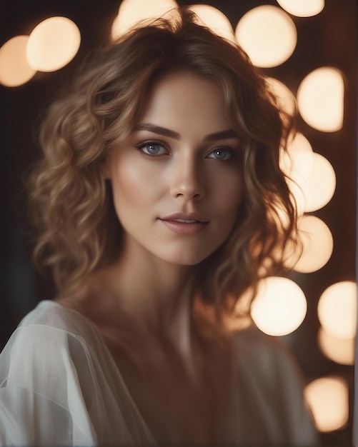 Portrait de beauté jeune adulte d'une femme caucasienne généré par l'IA