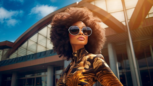 portrait de beauté noire femme d'affaires en plein air