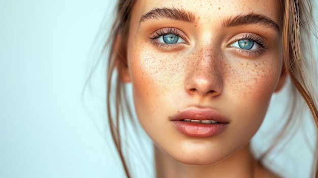 Portrait de beauté d'un visage féminin avec une peau naturelle