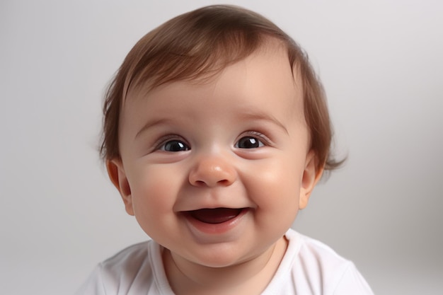 Portrait d'un bébé souriant isolé sur fond blanc