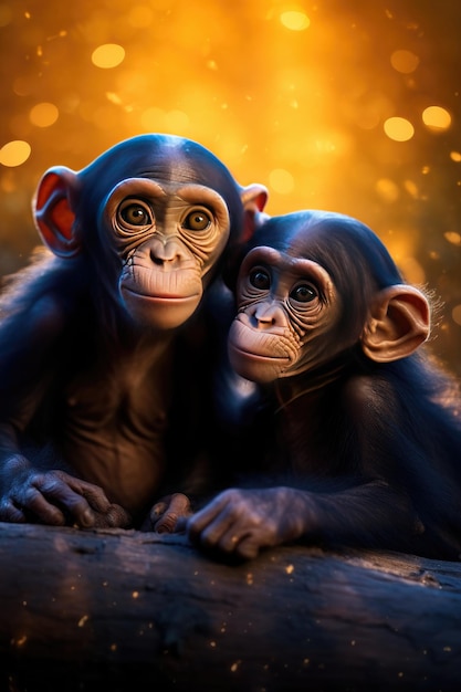 Portrait de bébés chimpanzés