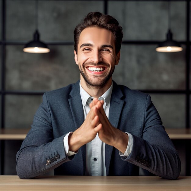 Portrait d'un bel homme d'affaires confiant portant un costume debout isolé