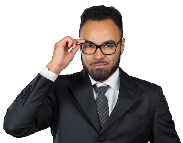 Portrait D'un Bel Homme D'affaires Souriant, Isolé Sur Fond Blanc