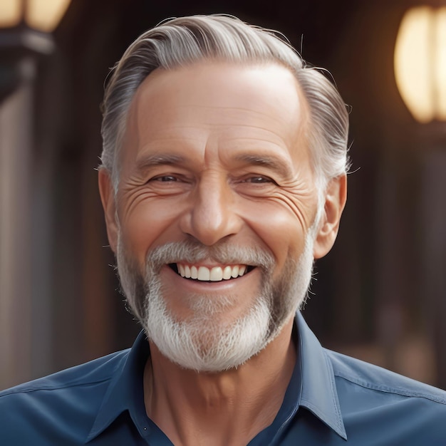 portrait d'un bel homme âgé souriant avec des dents propres publicité dentaire homme avec élégant