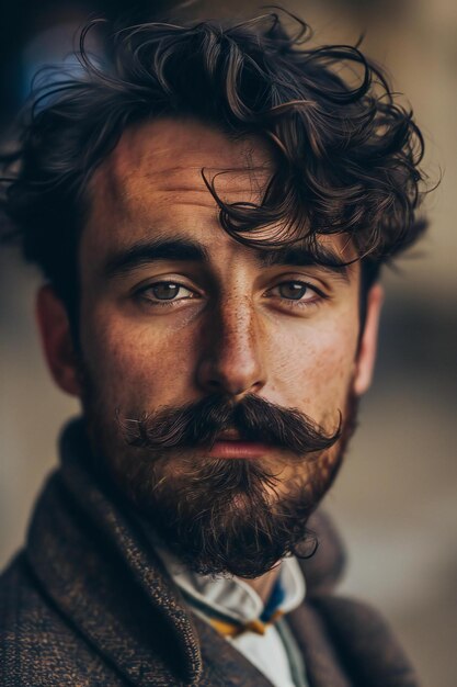 Portrait d'un bel homme barbu avec une moustache et une barbe