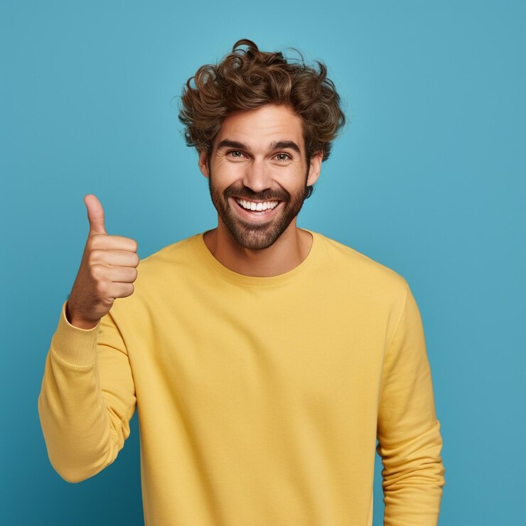 Portrait d'un bel homme caucasien heureux et excité
