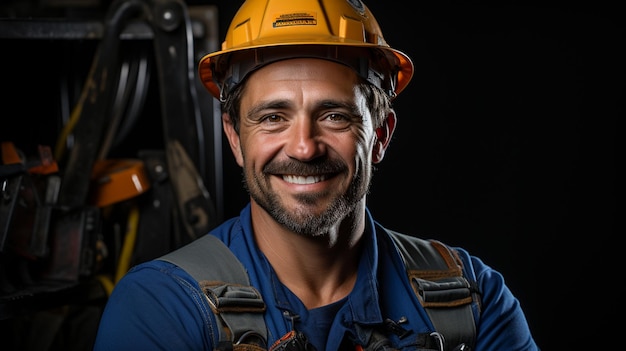 portrait d'un bel homme dans un casque noir