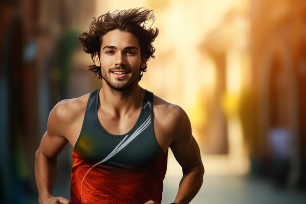 portrait d'un bel homme qui fait du sport en plein air le matin en faisant du jogging un mode de vie sain