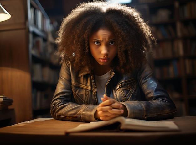 Portrait d'une belle étudiante avec des livres