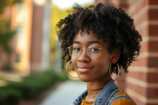 Portrait d'une belle étudiante universitaire afro-américaine