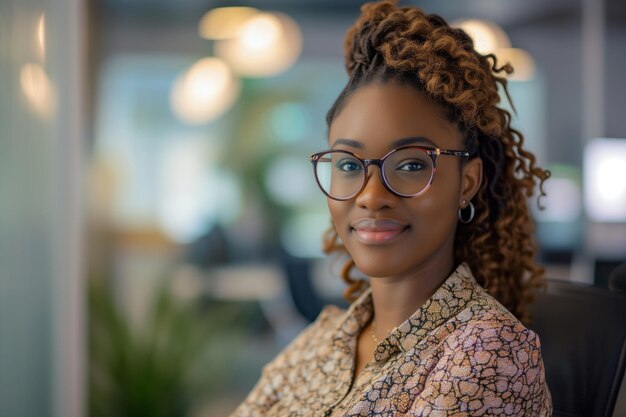 Portrait d'une belle femme d'affaires noire