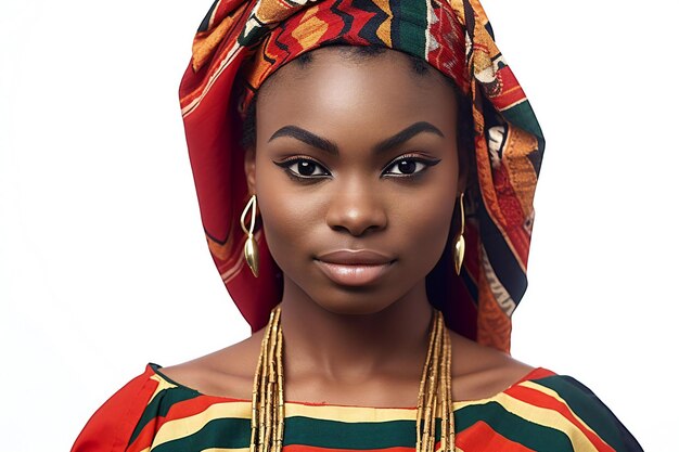 Portrait d'une belle femme africaine avec un foulard sur la tête